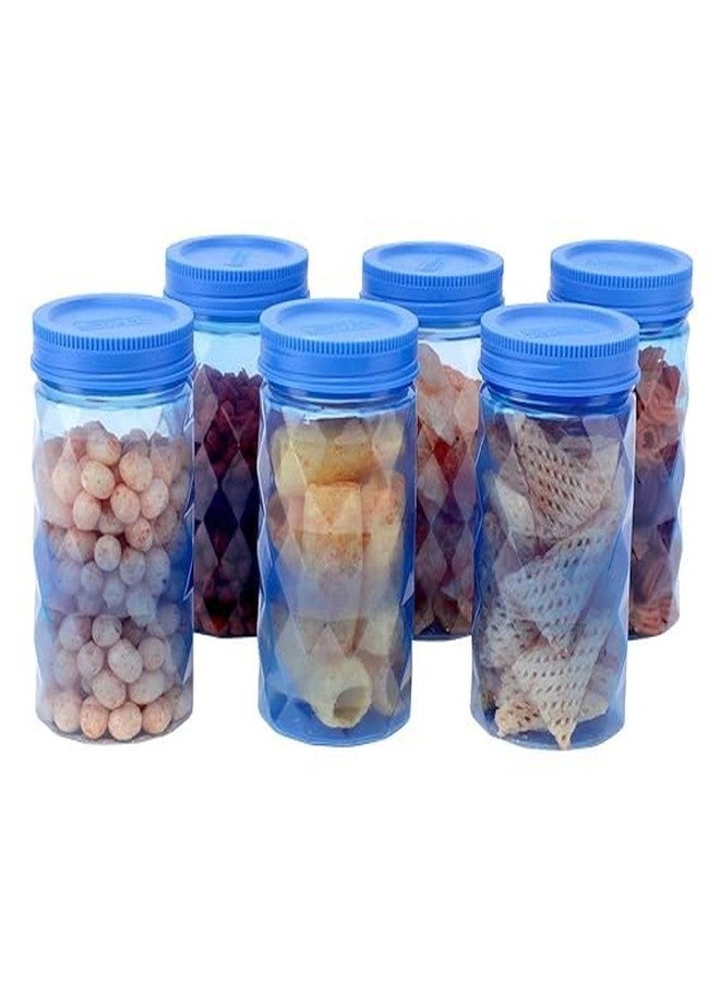 SIMPARTE Twister Jar Barni 680ml Round Container Set of 6 in Blue Color with Airtight Lid for Pantry Storage of Spices, Masala, Pickles, Dry Fruits, Snacks, Herbs, Sugar, Tea & Coffee - Image 1